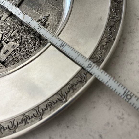 Vintage Handgeossen Rein-Zinn 95% Pewter 3D 9” Plate Ravensburg Stadt Der Turme - Picture 6 of 7